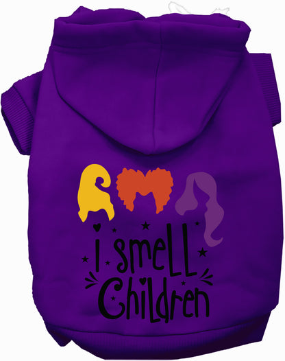 Purple I Smell Children pet hoodie with colorful design