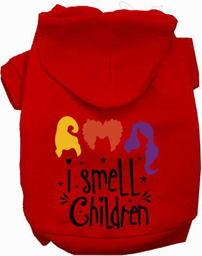 Red I Smell Children pet hoodie with colorful design