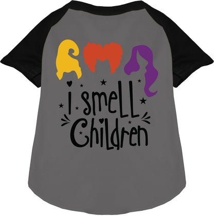 Black sleeve I Smell Children pet raglan shirt