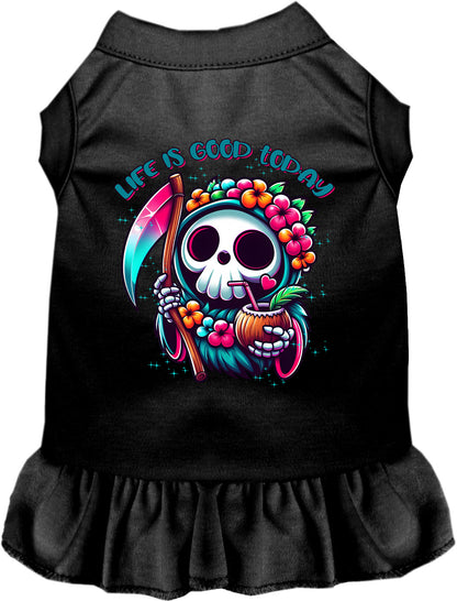 Black tropical Grim Reaper pet dress with floral design