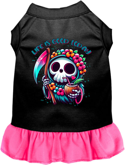 Black and pink tropical Grim Reaper pet dress