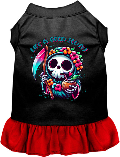 Black and red tropical Grim Reaper pet dress