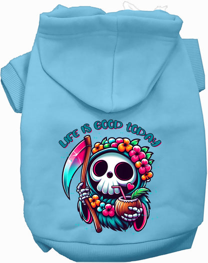 Light blue tropical Grim Reaper pet hoodie