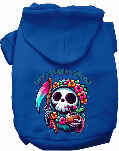 Royal blue tropical Grim Reaper pet hoodie