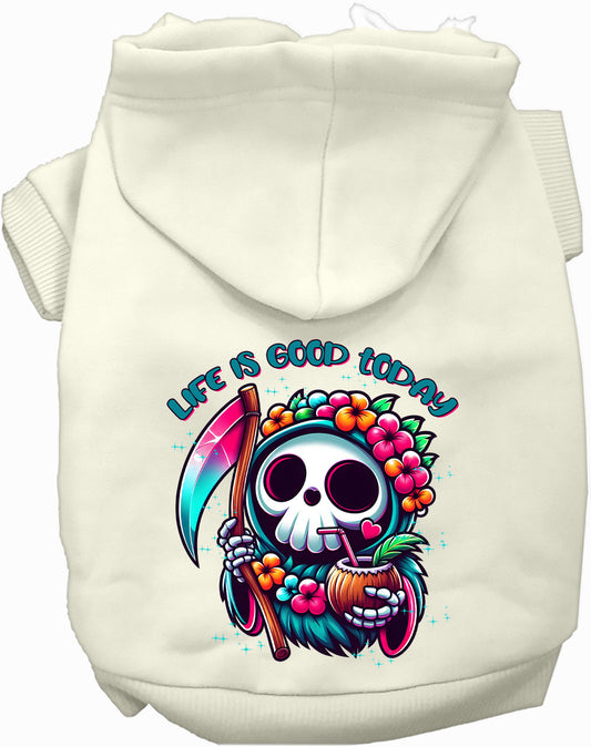 White tropical Grim Reaper pet hoodie