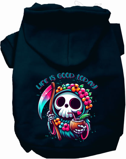 Dark blue tropical Grim Reaper pet hoodie