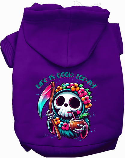 Purple tropical Grim Reaper pet hoodie