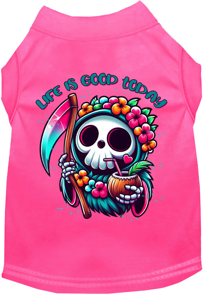 Hot pink tropical Grim Reaper pet shirt