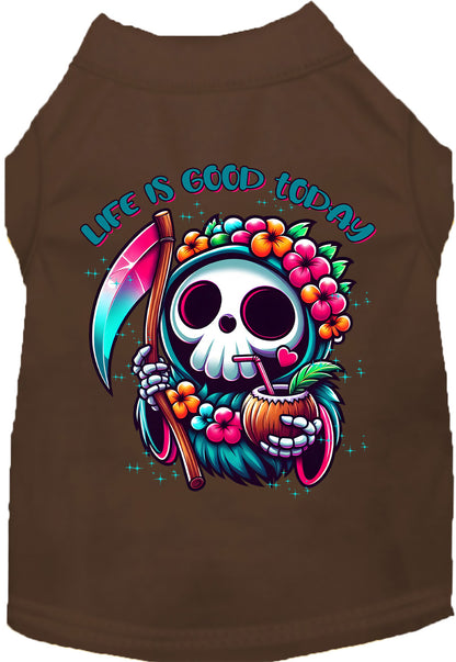 Brown tropical Grim Reaper pet shirt