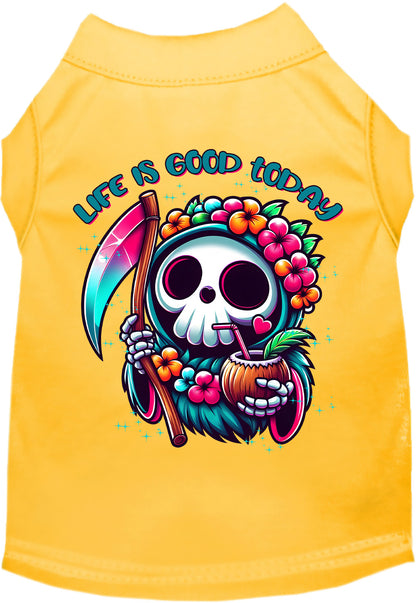 Yellow tropical Grim Reaper pet shirt