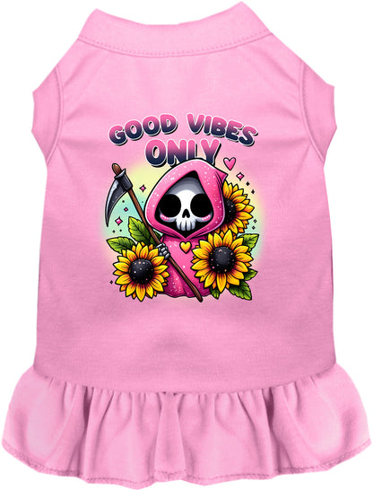 Light pink pet dress with sunflowers and scythes design