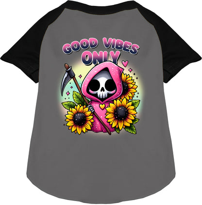 Black Sun Flowers and Scythes Pet Raglan Shirt