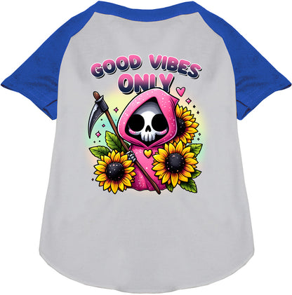 Blue Sun Flowers and Scythes Pet Raglan Shirt