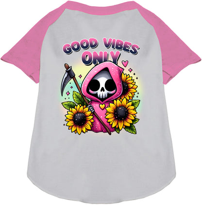 Pink Sun Flowers and Scythes Pet Raglan Shirt