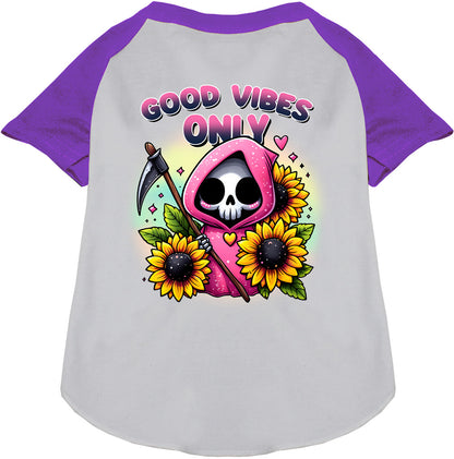 Purple Sun Flowers and Scythes Pet Raglan Shirt