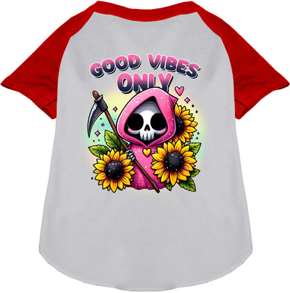 Red Sun Flowers and Scythes Pet Raglan Shirt