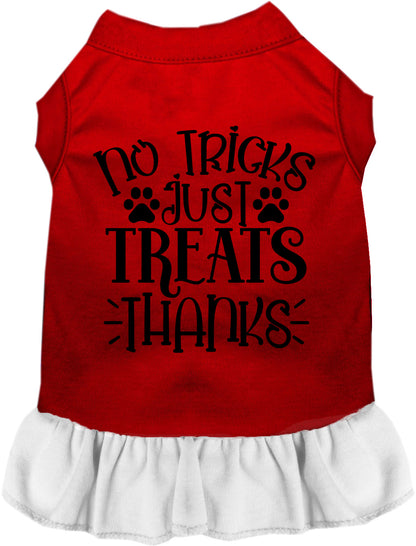 Red and white No Tricks Just Treats pet dress