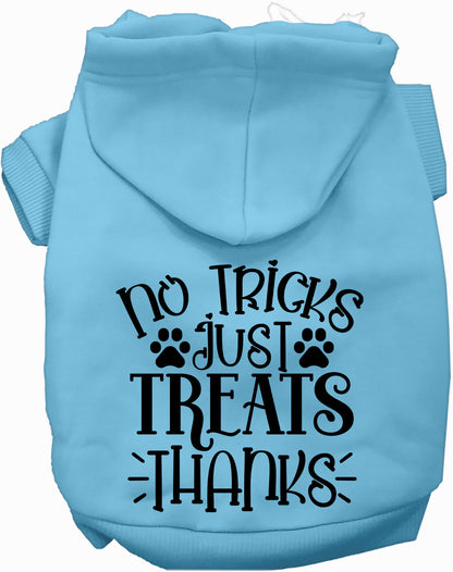 Light blue No Tricks Just Treats pet hoodie