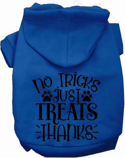 Dark blue No Tricks Just Treats pet hoodie