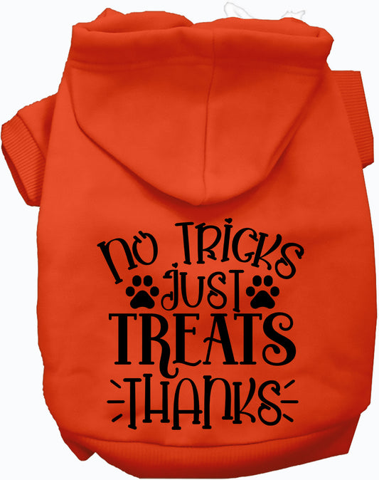 Orange No Tricks Just Treats pet hoodie