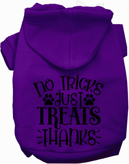 Purple No Tricks Just Treats pet hoodie