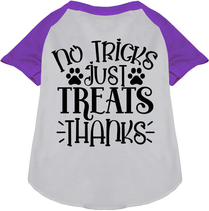 Purple No Tricks Just Treats Pet Raglan Shirt