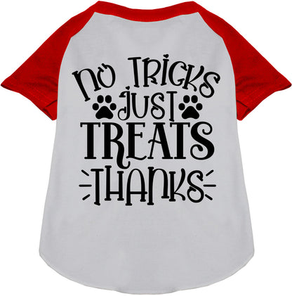 Red No Tricks Just Treats Pet Raglan Shirt