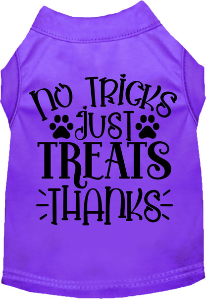 Purple No Tricks Just Treats pet shirt