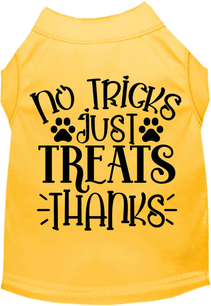 Yellow No Tricks Just Treats pet shirt