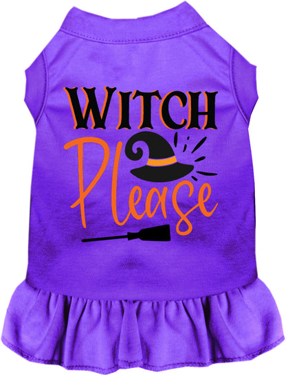 Purple Witch Please pet dress with ruffled skirt