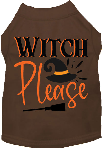 Brown Witch Please pet shirt with Halloween design