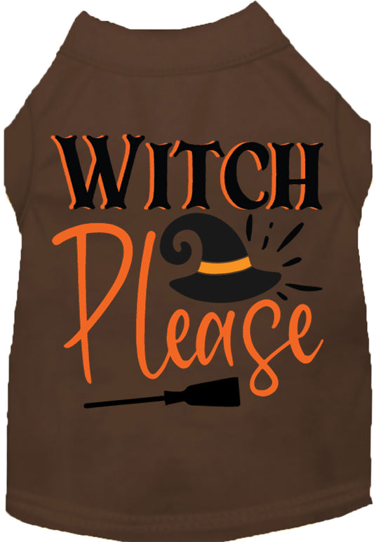 Brown Witch Please pet shirt with Halloween design