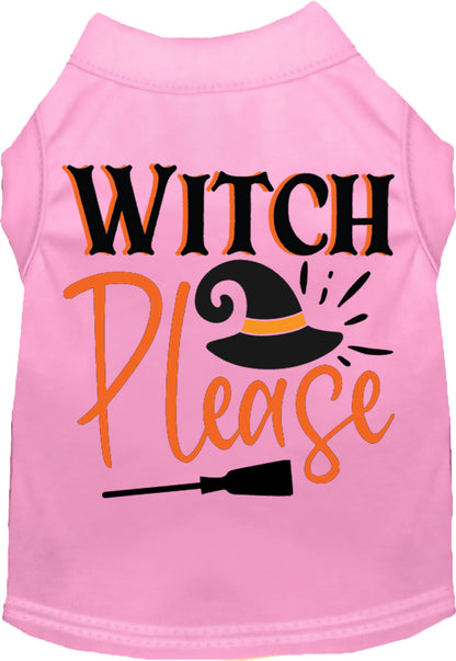 Pink Witch Please pet shirt with Halloween design