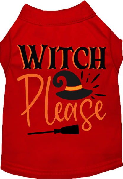 Red Witch Please pet shirt with Halloween design