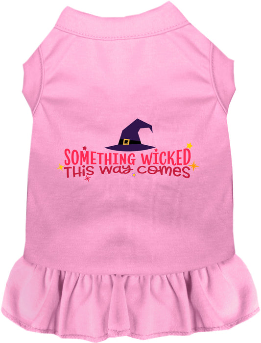 Pink pet dress with 'Something Wicked This Way Comes' design