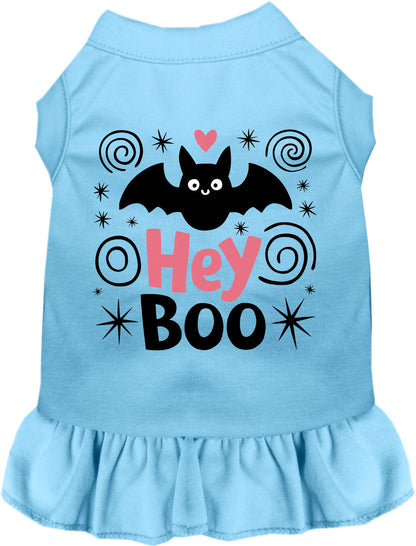 Blue Hey Boo! Pet Dress with bat design