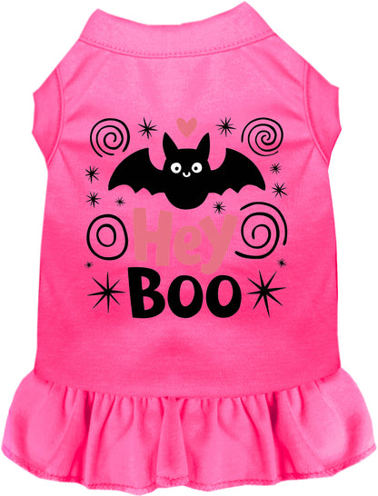 Pink Hey Boo! Pet Dress with bat design