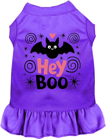 Purple Hey Boo! Pet Dress with bat design