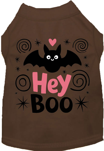 Brown Hey Boo! pet shirt with bat design