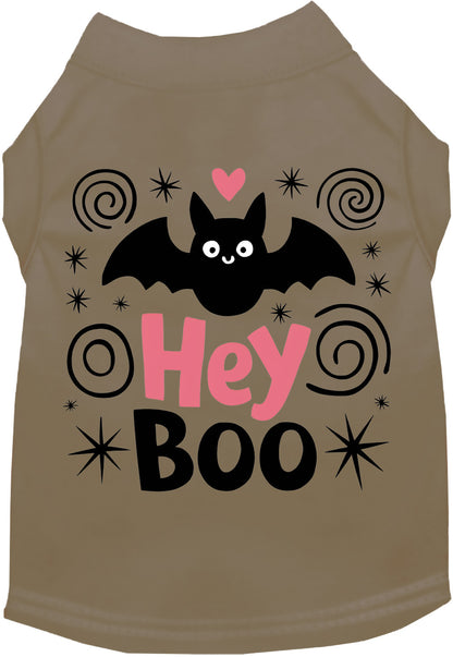 Khaki Hey Boo! pet shirt with bat design