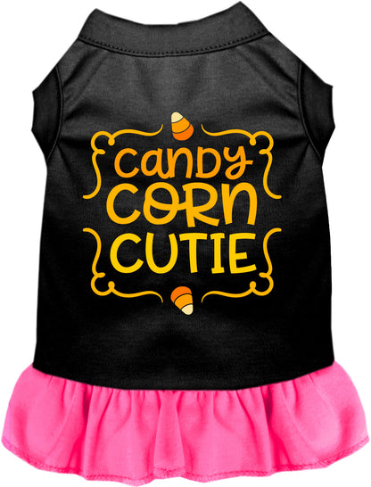 Black Candy Corn Cutie pet dress with pink skirt