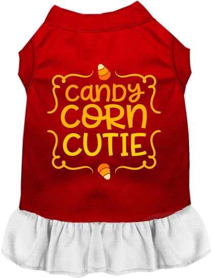 Red Candy Corn Cutie pet dress with white skirt