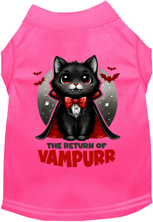 Pink Vampurr pet shirt with cute vampire cat design