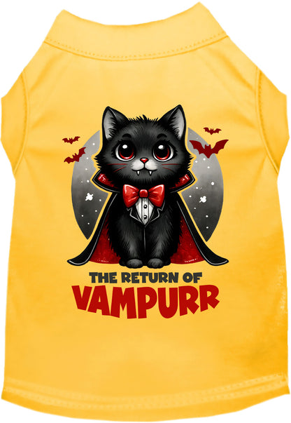 Yellow Vampurr pet shirt with adorable vampire cat