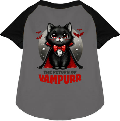 Vampurr Pet Raglan Shirt in black and gray