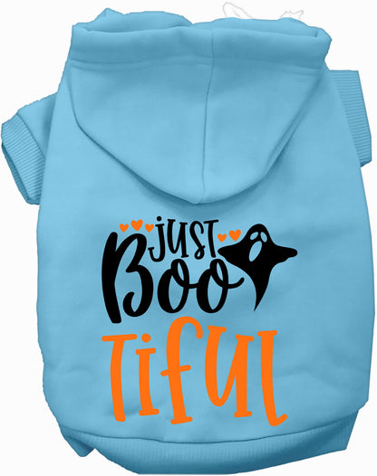 Light blue Just Bootiful Pet Hoodie with ghost design