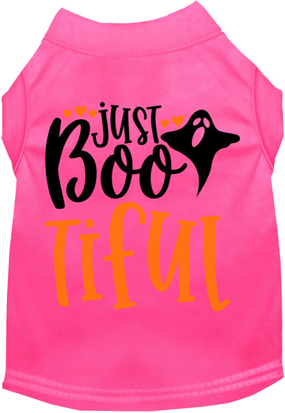 Hot pink Just Bootiful pet shirt with ghost design