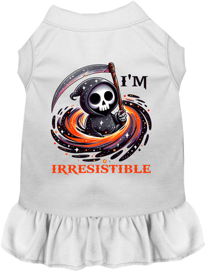 White Irresistible Death Pet Dress with Grim Reaper design