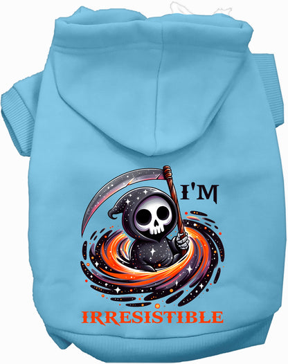 Light blue Irresistible Death Pet Hoodie with Grim Reaper design