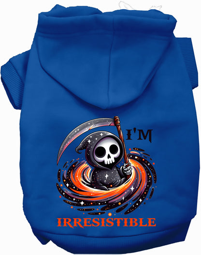 Blue Irresistible Death Pet Hoodie with Grim Reaper design